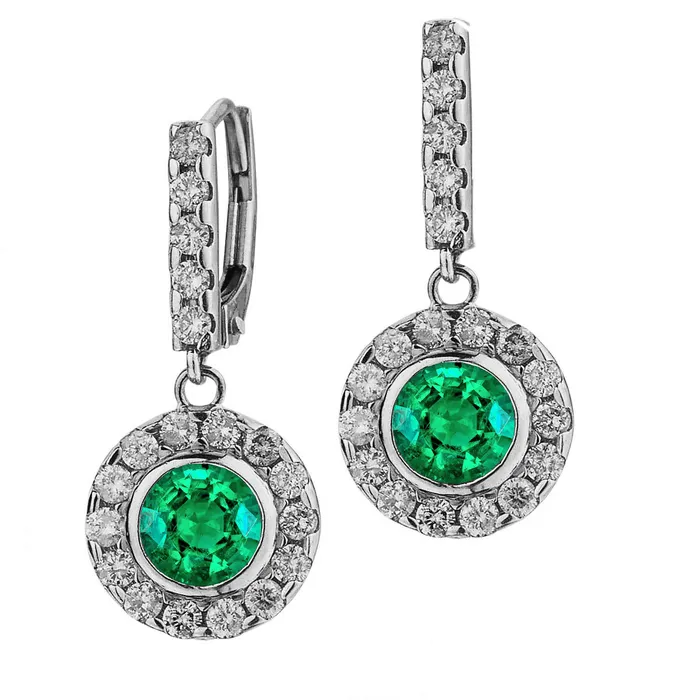 Halo Diamond Green Emerald Drop Earrings White Gold 14K HarryChadEntcom Earrings Halo Diamond Green Emerald Drop Earrings White Gold 14K HarryChadEntcom Earrings