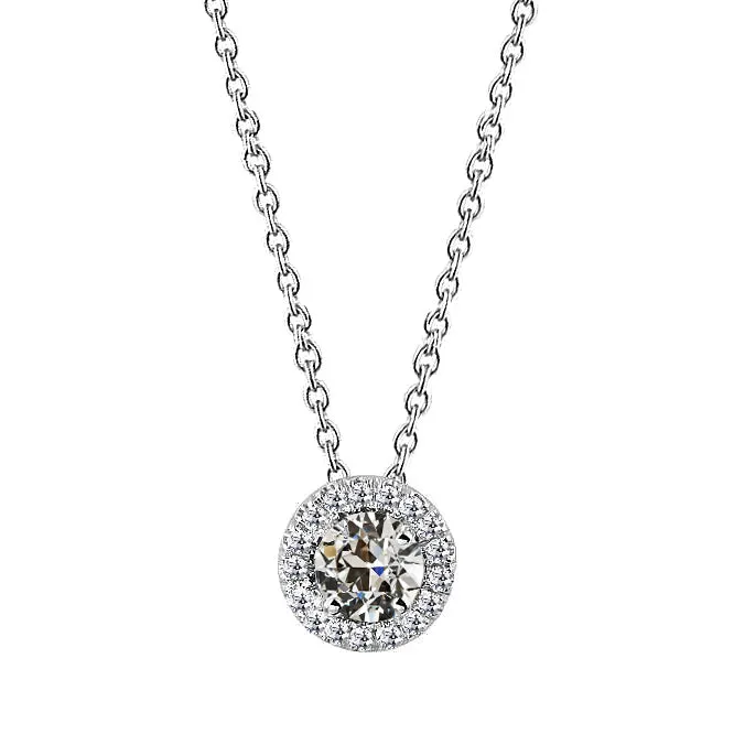 Halo Gold Round Pendant Old Miner Natural Diamond 2 Carats HarryChadEntcom Necklaces Halo Gold Round Pendant Old Miner Natural Diamond 2 Carats HarryChadEntcom Necklaces