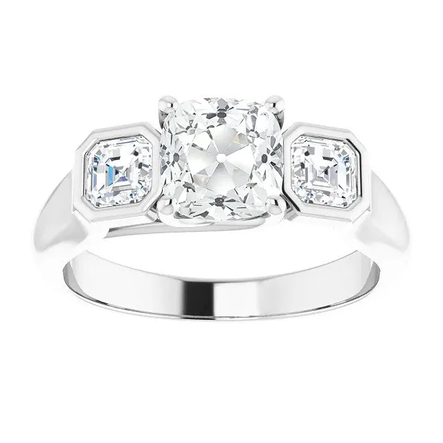 HarryChadEntcom 3 Stone Radiant Cushion Old Miner Genuine Natural Earth Mined Diamond Ring Bezel Set 650 Carats Rings HarryChadEntcom 3 Stone Radiant Cushion Old Miner Genuine Natural Earth Mined Diamond Ring Bezel Set 650 Carats Rings
