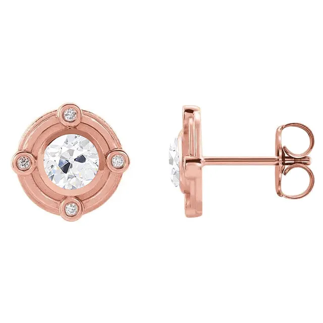HarryChadEntcom Earrings 250 Carats Genuine Diamond Stud Earrings Bezel Set Rose Gold Round Old Miner
