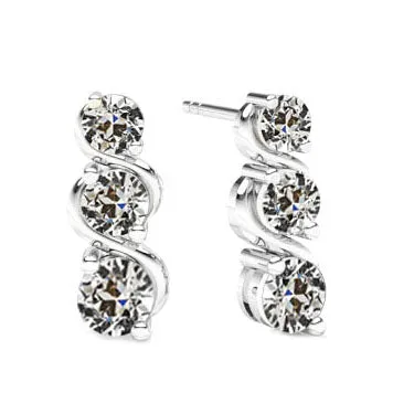 HarryChadEntcom Earrings 3 Stone Natural Diamond Old Mine Cut Drop Earrings Twisted Style 250 Carats HarryChadEntcom Earrings 3 Stone Natural Diamond Old Mine Cut Drop Earrings Twisted Style 250 Carats