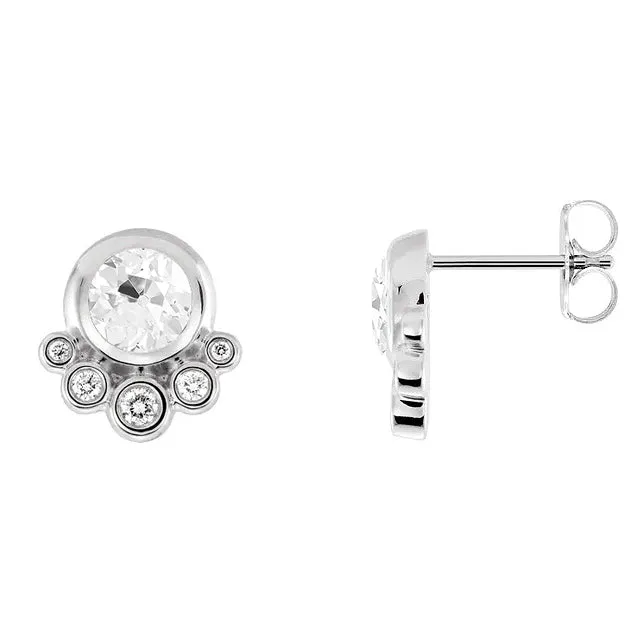 HarryChadEntcom Earrings Bezel Earth Mined Diamond Stud Earrings 350 Ct Old Cut Gold 14K