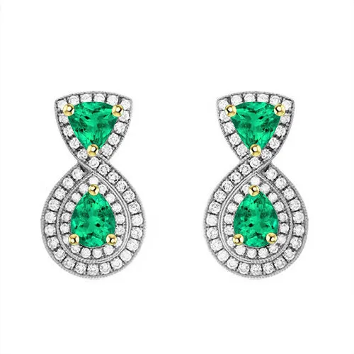 HarryChadEntcom Earrings Double Halo Drop Earrings Green Emeralds And Diamonds Jewelry HarryChadEntcom Earrings Double Halo Drop Earrings Green Emeralds And Diamonds Jewelry