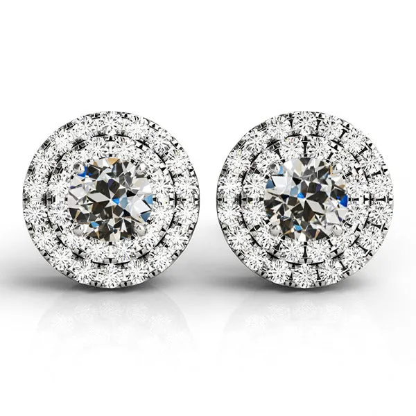 HarryChadEntcom Earrings Double Halo Mined Diamond Studs 650 Ct Old Cut Earrings HarryChadEntcom Earrings Double Halo Mined Diamond Studs 650 Ct Old Cut Earrings
