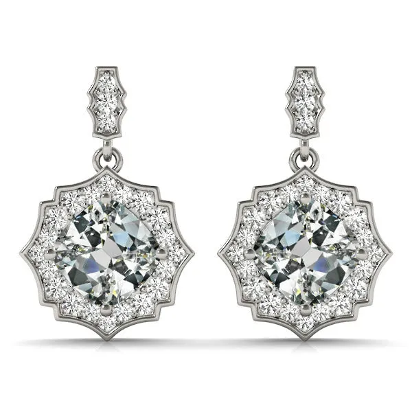 HarryChadEntcom Earrings Drop Earrings 650 Ct Antique Style Cushion Old Mine Cut HarryChadEntcom Earrings Drop Earrings 650 Ct Antique Style Cushion Old Mine Cut