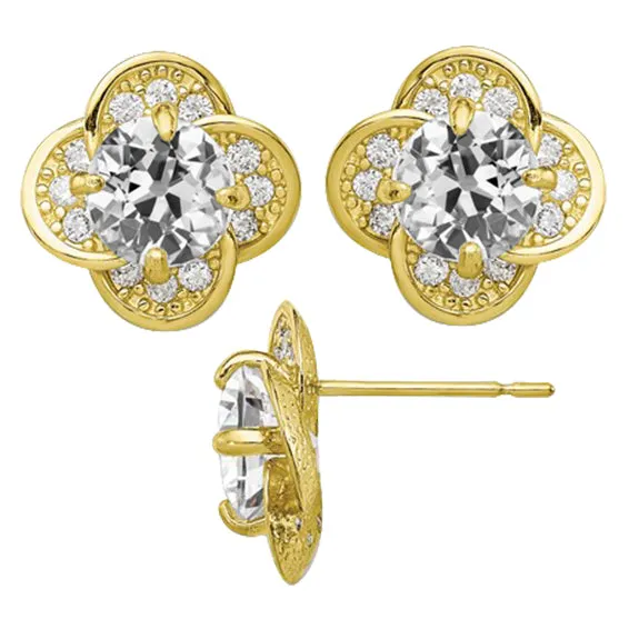 HarryChadEntcom Earrings Flower Style Yellow Gold Stud Earrings Round Old Cut Mined Diamond 350 Ct HarryChadEntcom Earrings Flower Style Yellow Gold Stud Earrings Round Old Cut Mined Diamond 350 Ct