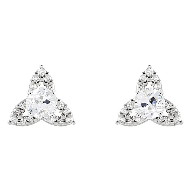 HarryChadEntcom Earrings Real Diamond Stud Earrings Knot Style Round Old Mine Cut 350 Carats White Gold HarryChadEntcom Earrings Real Diamond Stud Earrings Knot Style Round Old Mine Cut 350 Carats White Gold
