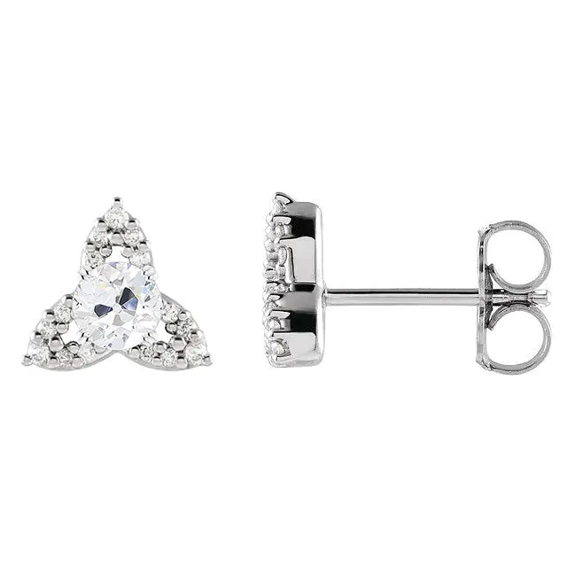 HarryChadEntcom Earrings Real Diamond Stud Earrings Knot Style Round Old Mine Cut 350 Carats White Gold HarryChadEntcom Earrings Real Diamond Stud Earrings Knot Style Round Old Mine Cut 350 Carats White Gold