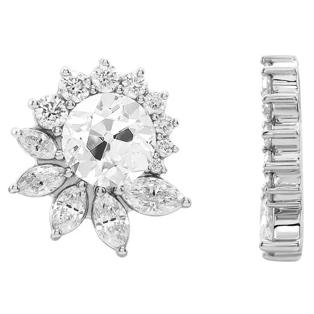 HarryChadEntcom Earrings White Gold Earth Mined Diamond Stud Earring Round and Marquise Old Cut 550 Carats HarryChadEntcom Earrings White Gold Earth Mined Diamond Stud Earring Round and Marquise Old Cut 550 Carats
