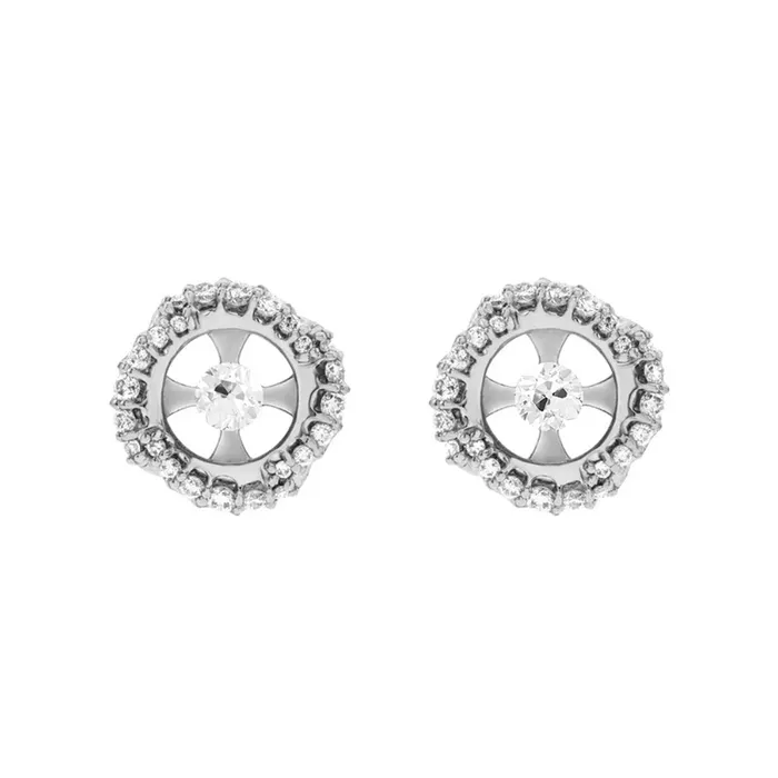 HarryChadEntcom Earrings White Gold Earth Mined Diamond Stud Earrings Round Old Cut 450 Carats HarryChadEntcom Earrings White Gold Earth Mined Diamond Stud Earrings Round Old Cut 450 Carats