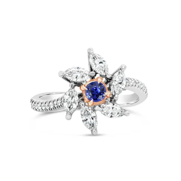HarryChadEntcom Marquise Natural Earth Mined Diamond Round Sapphire Ring Flower Style 250 Carats Two Tone Rings HarryChadEntcom Marquise Natural Earth Mined Diamond Round Sapphire Ring Flower Style 250 Carats Two Tone Rings