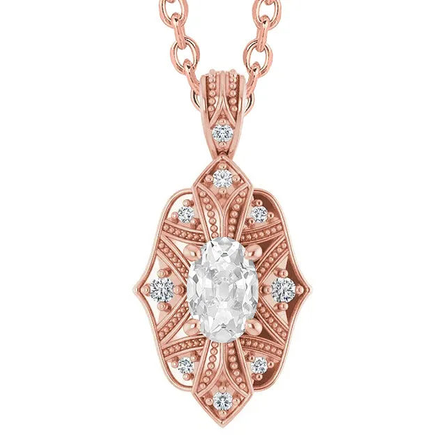 HarryChadEntcom Necklaces 3 Carats Round Oval Old Mine Natural Earth Mined Diamond Pendant With Chain Rose Gold HarryChadEntcom Necklaces 3 Carats Round Oval Old Mine Natural Earth Mined Diamond Pendant With Chain Rose Gold