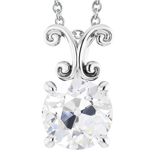 HarryChadEntcom Necklaces 5 Carats Solitaire Round Old Cut Natural Earth Mined Diamond Pendant Slide White Gold 14K HarryChadEntcom Necklaces 5 Carats Solitaire Round Old Cut Natural Earth Mined Diamond Pendant Slide White Gold 14K