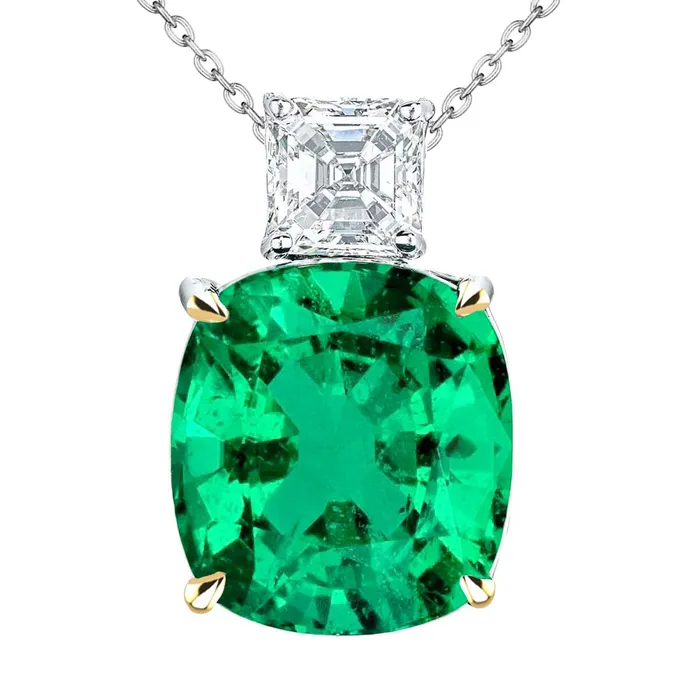 HarryChadEntcom Necklaces Real Green Emerald And Diamond Pendant Fine Jewelry HarryChadEntcom Necklaces Real Green Emerald And Diamond Pendant Fine Jewelry