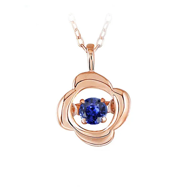 HarryChadEntcom Necklaces Round Blue Sapphire Solitaire Pendant Flower Style 1 Carat Rose Gold HarryChadEntcom Necklaces Round Blue Sapphire Solitaire Pendant Flower Style 1 Carat Rose Gold