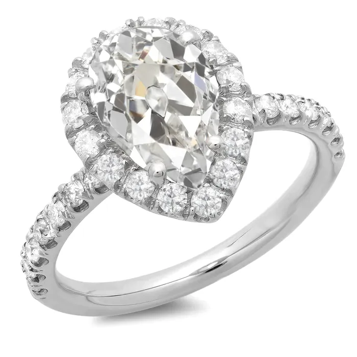 HarryChadEntcom Rings 14 Carat Pear Large Lab Grown Diamond Jewelry Halo Ring HarryChadEntcom Rings 14 Carat Pear Large Lab Grown Diamond Jewelry Halo Ring