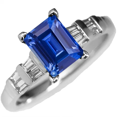 HarryChadEntcom Rings 3 Carats Gold Emerald Ceylon Sapphire Ring With Baguette Natural Earth Mined Diamonds HarryChadEntcom Rings 3 Carats Gold Emerald Ceylon Sapphire Ring With Baguette Natural Earth Mined Diamonds