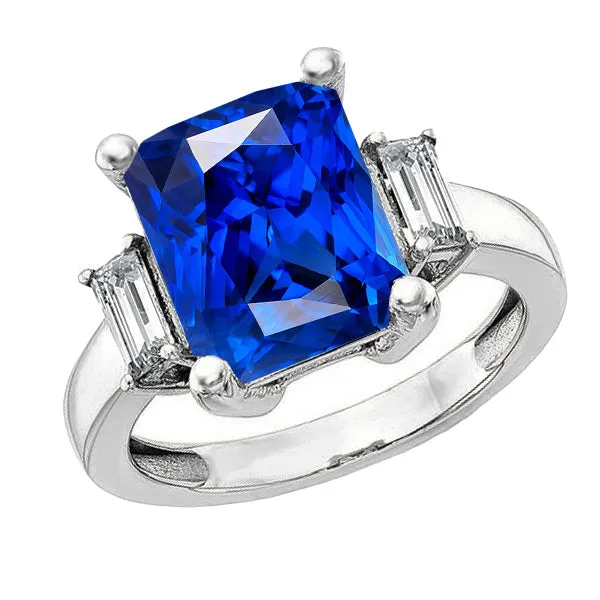 HarryChadEntcom Rings 3 Stone Gold Radiant Sapphire Ring Straight Baguette Natural Earth Mined Diamonds 4 Carats HarryChadEntcom Rings 3 Stone Gold Radiant Sapphire Ring Straight Baguette Natural Earth Mined Diamonds 4 Carats