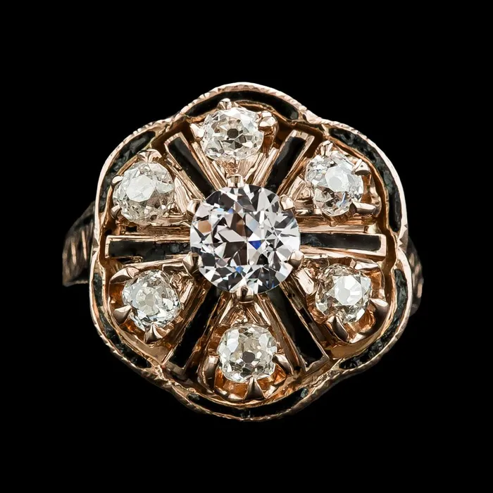 HarryChadEntcom Rings Gold Old Mine Cut Real Natural Earth Mined Diamond Black Onyx Ring Flower Style 450 Carats HarryChadEntcom Rings Gold Old Mine Cut Real Natural Earth Mined Diamond Black Onyx Ring Flower Style 450 Carats