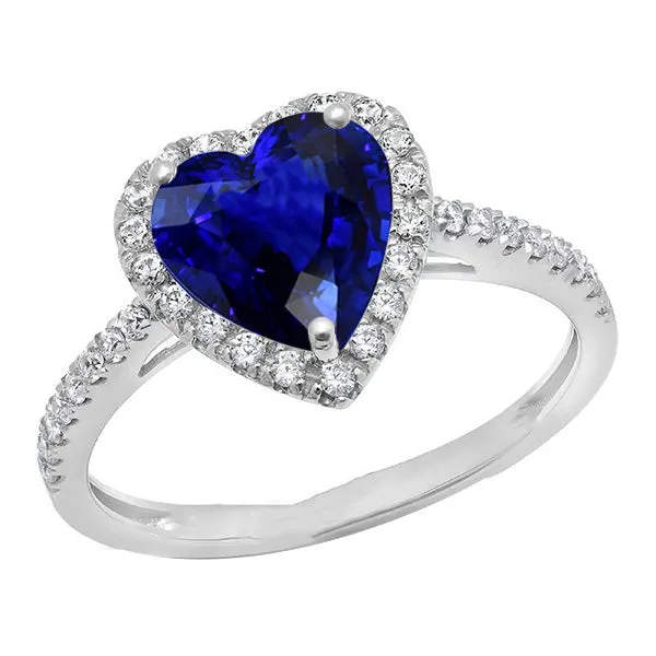 HarryChadEntcom Rings Halo Heart Deep Blue Sapphire Ring With Natural Earth Mined Diamond Accents 350 Carats HarryChadEntcom Rings Halo Heart Deep Blue Sapphire Ring With Natural Earth Mined Diamond Accents 350 Carats