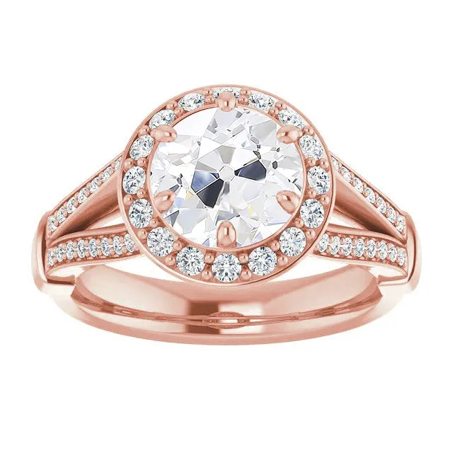 HarryChadEntcom Rings Halo Old Mine Cut Natural Earth Mined Diamond Ring Split Shank Rose Gold 675 Carats HarryChadEntcom Rings Halo Old Mine Cut Natural Earth Mined Diamond Ring Split Shank Rose Gold 675 Carats