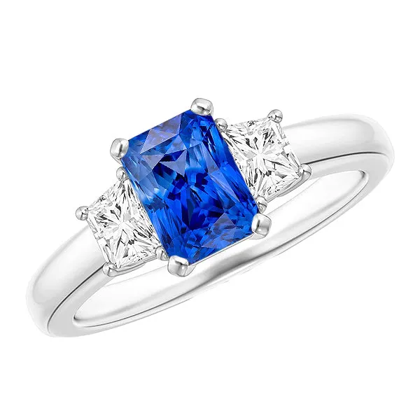 HarryChadEntcom Rings Trapezoid Natural Earth Mined Diamond Blue Sapphire Ring Radiant Cut 3 Carats Three Stone HarryChadEntcom Rings Trapezoid Natural Earth Mined Diamond Blue Sapphire Ring Radiant Cut 3 Carats Three Stone