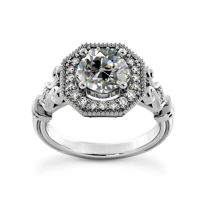 HarryChadEntcom Rings Vintage Style Halo Old Cut Round Natural Earth Mined Diamond Ring 350 Carats Gold HarryChadEntcom Rings Vintage Style Halo Old Cut Round Natural Earth Mined Diamond Ring 350 Carats Gold