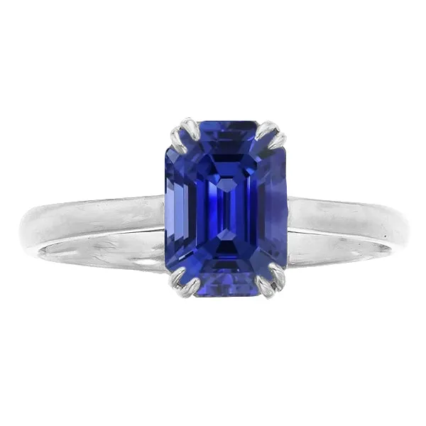 HarryChadEntcom Rings White Gold Solitaire Emerald Shaped Ring Ceylon Sapphire 250 Carats HarryChadEntcom Rings White Gold Solitaire Emerald Shaped Ring Ceylon Sapphire 250 Carats