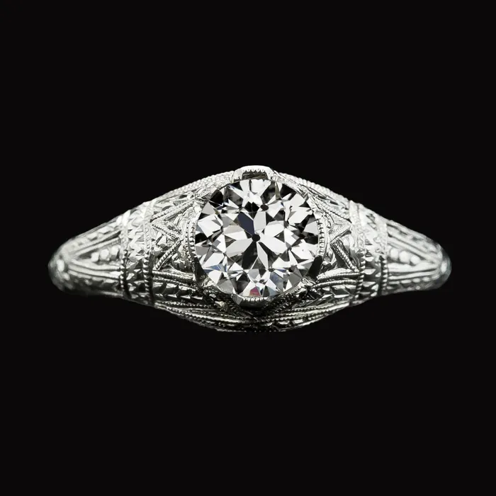 HarryChadEntcom Rings Womens Gold Solitaire Ring Old Cut Natural Earth Mined Diamond Antique Style 2 Carats HarryChadEntcom Rings Womens Gold Solitaire Ring Old Cut Natural Earth Mined Diamond Antique Style 2 Carats