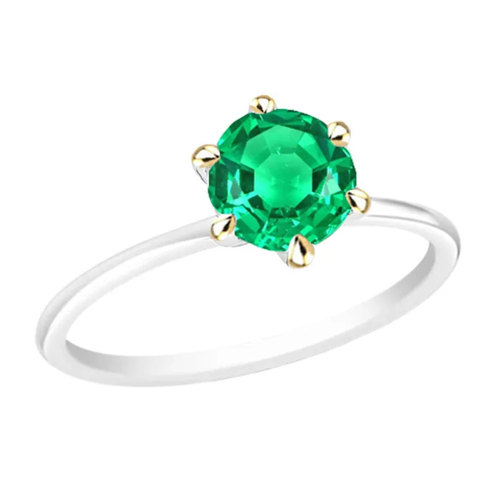 HarryChadEntcom Solitaire Green Emerald Ring Prong Setting Rings