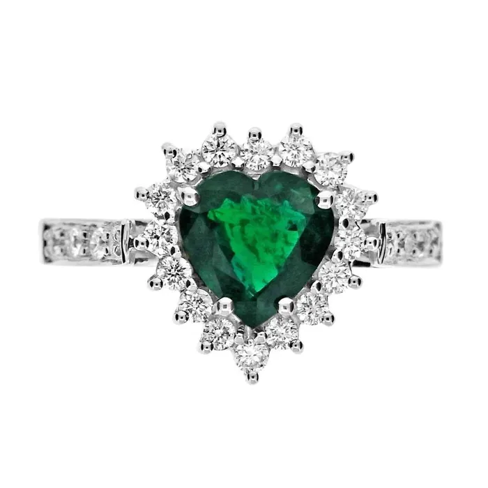 Heart Cut Green Emerald And Natural Earth Mined Diamond Engagement Ring 6 Carats White Gold 14K GB Rings Heart Cut Green Emerald And Natural Earth Mined Diamond Engagement Ring 6 Carats White Gold 14K GB Rings