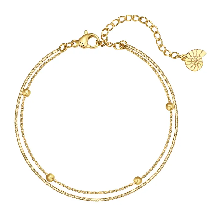 Hey Happiness Bracelets Layered Bobble Chain Bracelet Gold