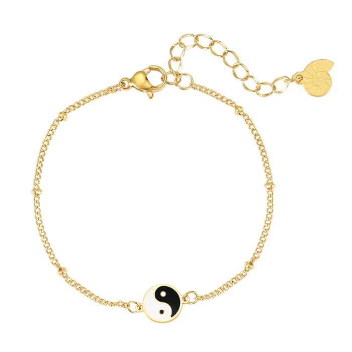 Hey Happiness Bracelets Yin Yang Bead Chain Bracelet Gold