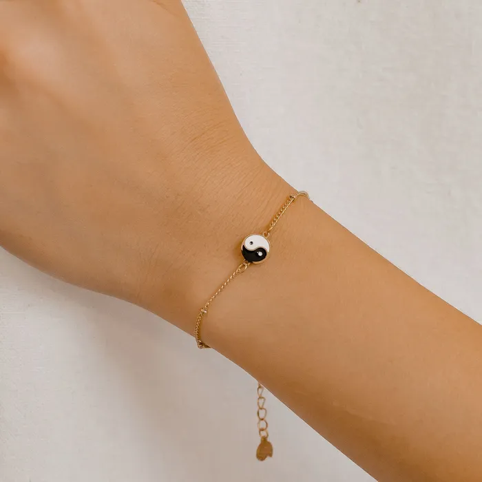 Hey Happiness Bracelets Yin Yang Bead Chain Bracelet Gold Hey Happiness Bracelets Yin Yang Bead Chain Bracelet Gold