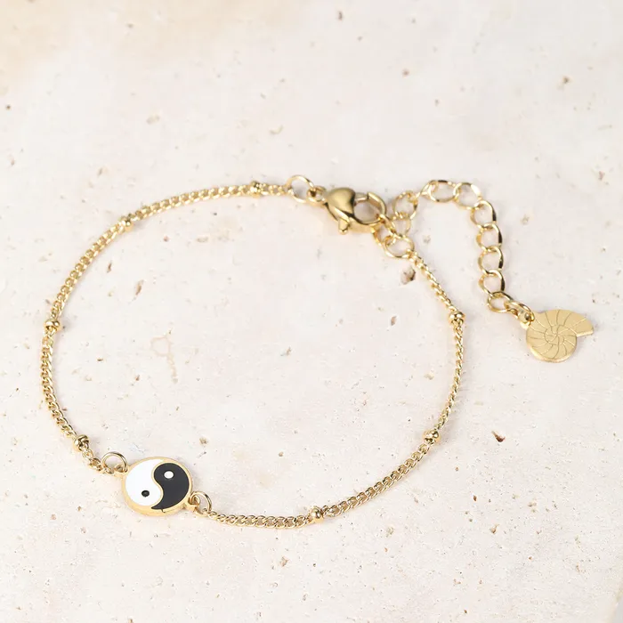 Hey Happiness Bracelets Yin Yang Bead Chain Bracelet Gold Hey Happiness Bracelets Yin Yang Bead Chain Bracelet Gold