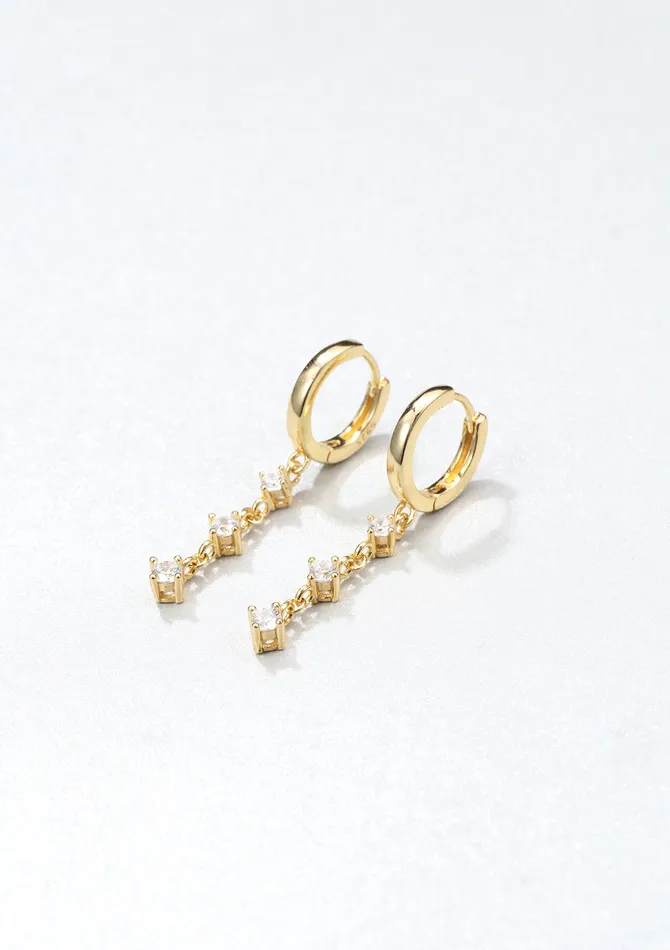 Hey Happiness Earrings Dangle Huggie Earrings Sterling Silver Gold Hey Happiness Earrings Dangle Huggie Earrings Sterling Silver Gold