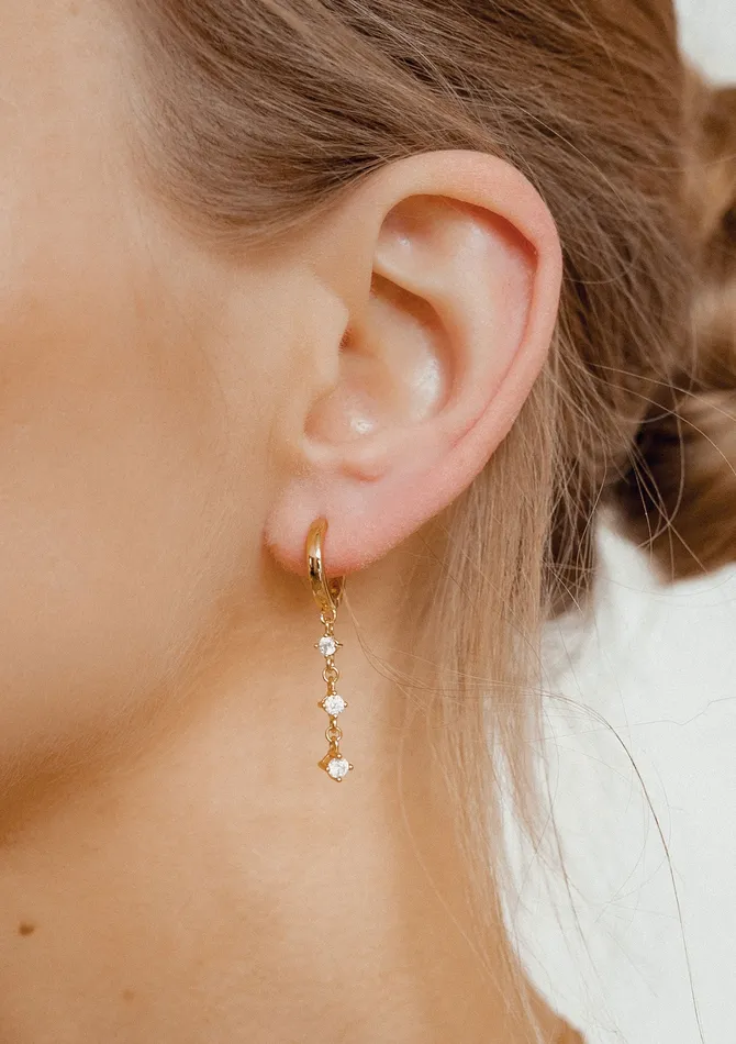 Hey Happiness Earrings Dangle Huggie Earrings Sterling Silver Gold Hey Happiness Earrings Dangle Huggie Earrings Sterling Silver Gold