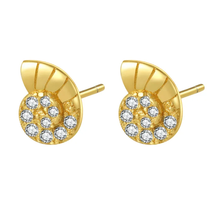 Hey Happiness Earrings Nautilus Shell Stud Earring Sterling Silver