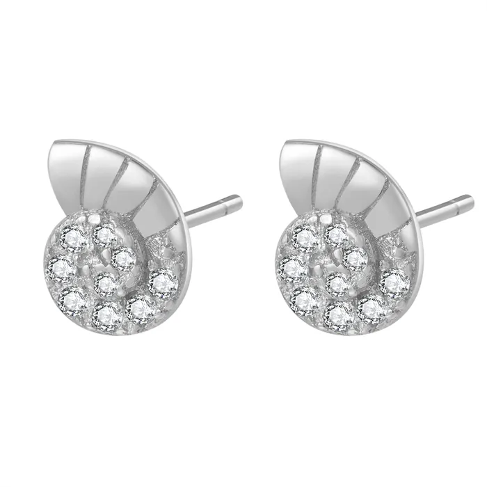 Hey Happiness Earrings Nautilus Shell Stud Earring Sterling Silver Hey Happiness Earrings Nautilus Shell Stud Earring Sterling Silver