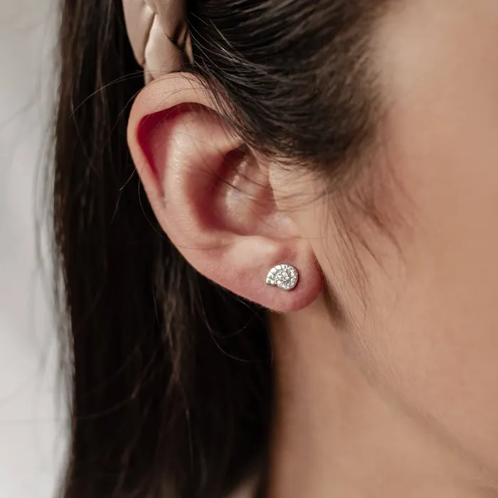 Hey Happiness Earrings Nautilus Shell Stud Earring Sterling Silver Hey Happiness Earrings Nautilus Shell Stud Earring Sterling Silver