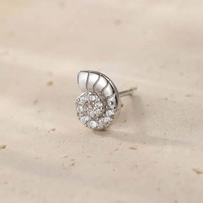 Hey Happiness Earrings Nautilus Shell Stud Earring Sterling Silver Hey Happiness Earrings Nautilus Shell Stud Earring Sterling Silver