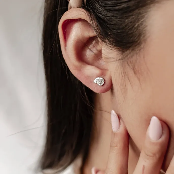 Hey Happiness Earrings Nautilus Shell Stud Earring Sterling Silver Hey Happiness Earrings Nautilus Shell Stud Earring Sterling Silver