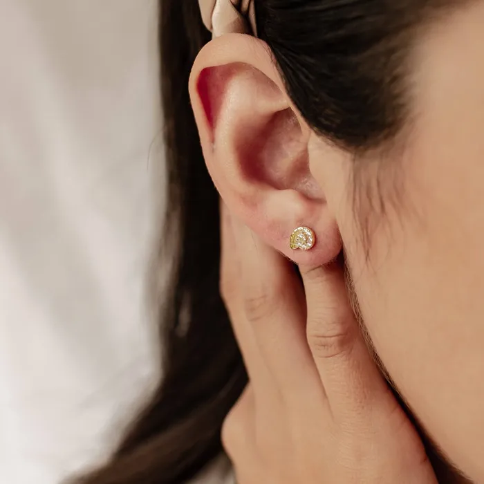 Hey Happiness Earrings Nautilus Shell Stud Earring Sterling Silver Hey Happiness Earrings Nautilus Shell Stud Earring Sterling Silver