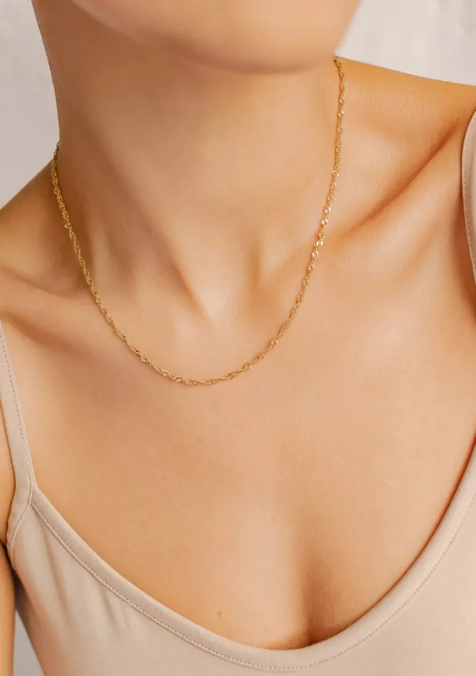 Hey Happiness Necklaces Fine Singapore Chain Necklace Gold