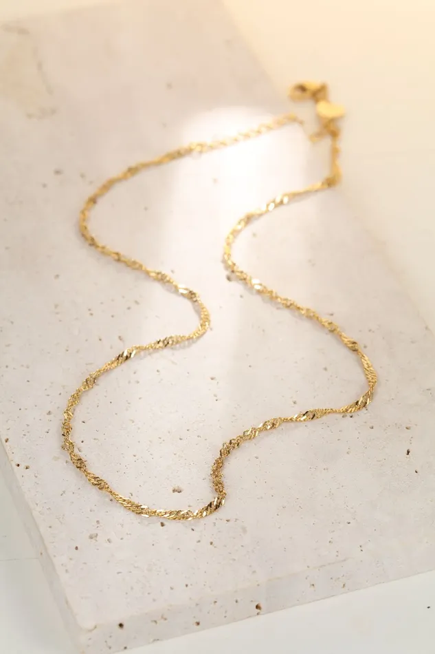 Hey Happiness Necklaces Fine Singapore Chain Necklace Gold