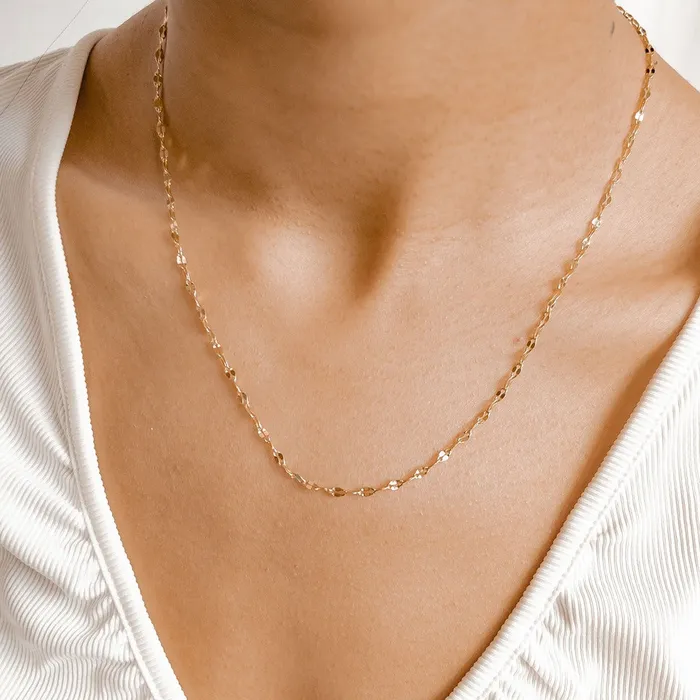 Hey Happiness Necklaces Flattened Rolo Chain Necklace Gold Hey Happiness Necklaces Flattened Rolo Chain Necklace Gold