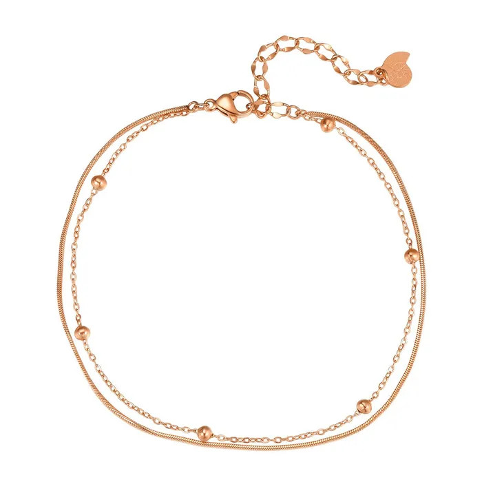 Hey Happiness Necklaces Layered Bobble Chain Anklet Rose Gold