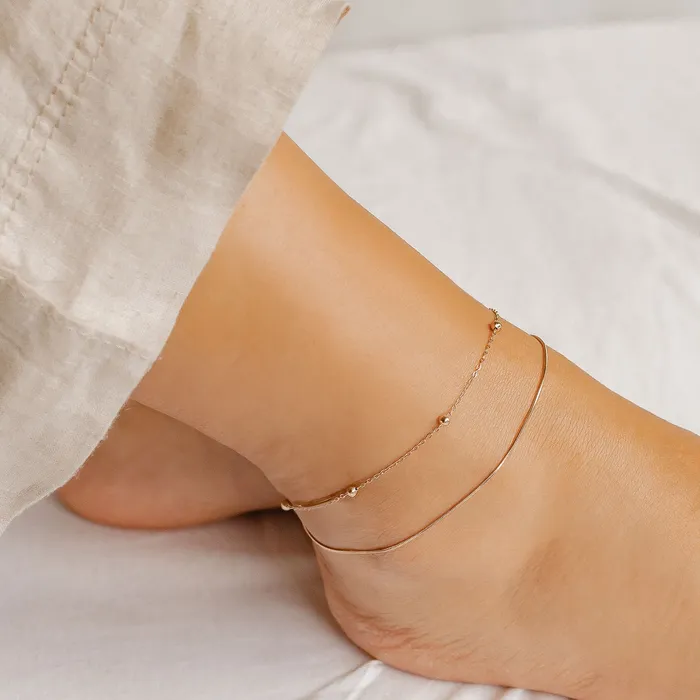 Hey Happiness Necklaces Layered Bobble Chain Anklet Rose Gold Hey Happiness Necklaces Layered Bobble Chain Anklet Rose Gold