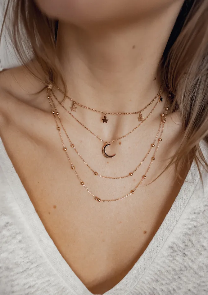 Hey Happiness Necklaces Multilayer Necklace Set Rose Gold Hey Happiness Necklaces Multilayer Necklace Set Rose Gold
