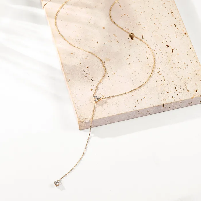 Hey Happiness Necklaces Trinity Y Necklace 14K Hey Happiness Necklaces Trinity Y Necklace 14K